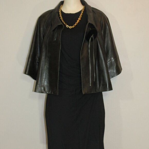 Marc.a.Dolchi leather 3/4 sleeve brown 1 button design lined  jacket size Medium - Picture 1 of 7